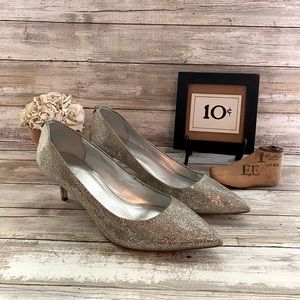 Brand New Michael Kors Silver Sparkly Pumps Glitter Heels
